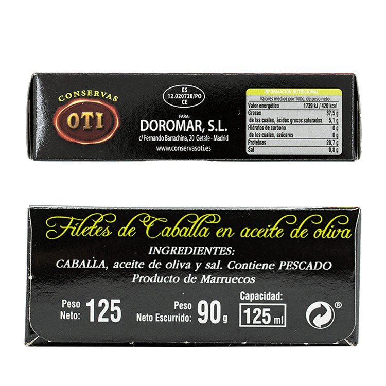 Filetes de Caballa en Aceite de Oliva Oti 125gr - Imagen 3