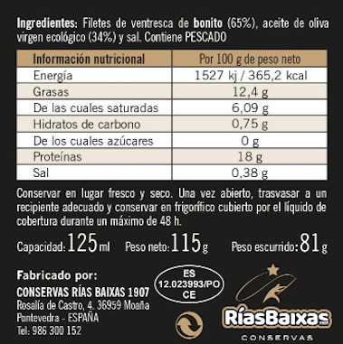 Sardinillas en Aceite oliva ecológico 20/25 piezas Rias Baixas 115 gr - Imagen 2