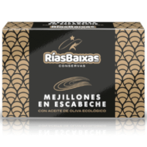 Mejillones en escabeche 6/8 piezas aceite de oliva ecológico Rias Baixas 115 gr