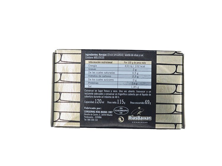 Navajas de Finisterre en aceite de oliva ecológico Rias Baixas 115 gr - Imagen 2